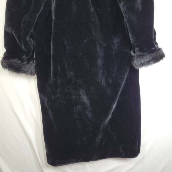 Vintage Dona Lucci Faux Fur Coat Womens 12 Black USA 70s Mob Wife Winter Fall - Picture 13 of 14
